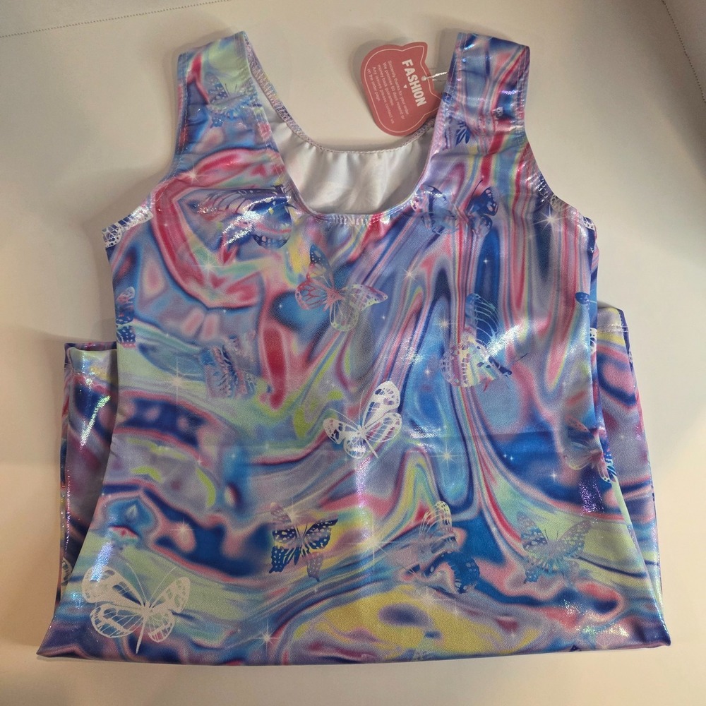 Child's Gymnastic Leotard - 140 Colorful with Butterflies - New with Tags